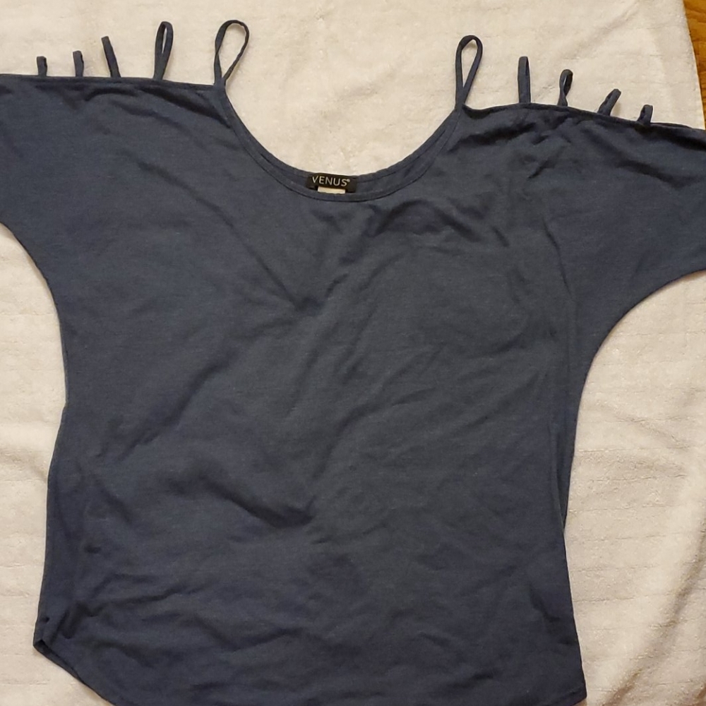 Casual cotton blouse - denim blue